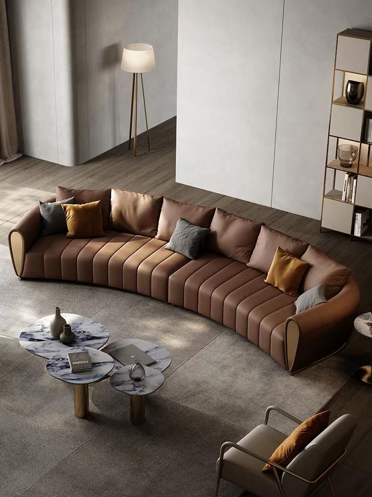 Minimalist Sepia Sofa Couch with Solid Color